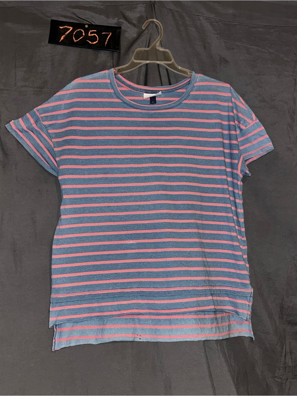 Universal Thread Grey and Pink Striped Short Sleeve Tee